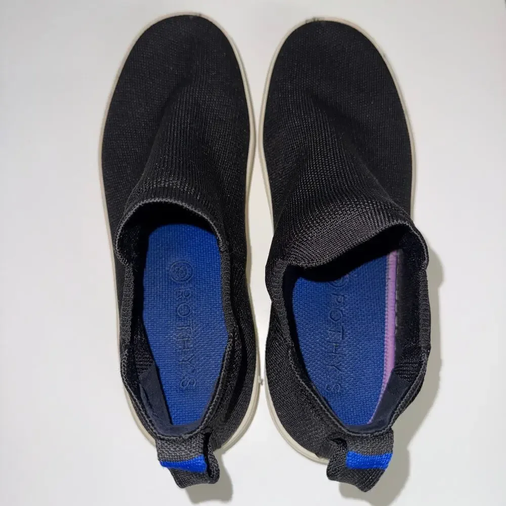 Rothy's The Chelsea Boot Black Sz 10 Slip On Washable Knit Casual Comfort
